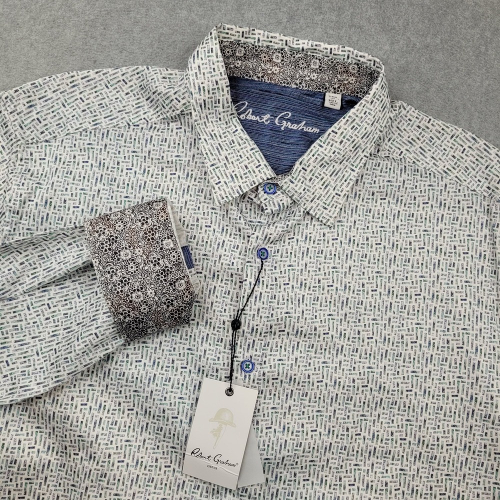 Robert Graham Flip Cuff Button Down Mens 3XL Lenox Stretch Geometric Classic Fit